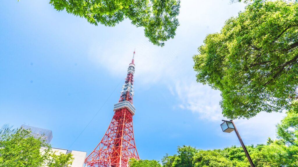 芝公園から見える東京タワー