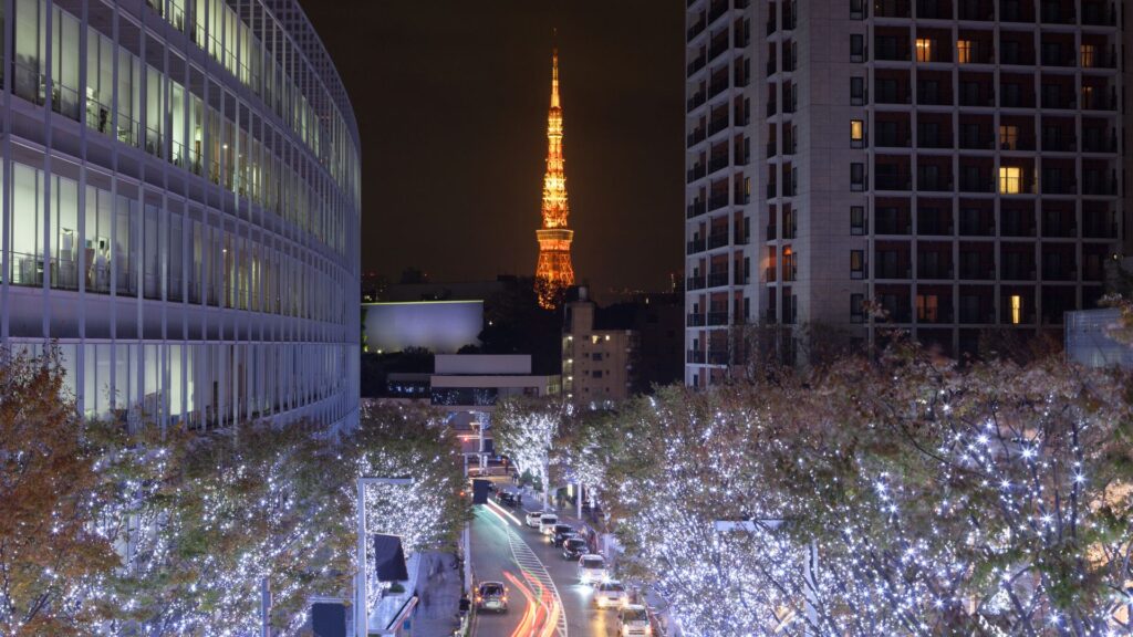 六本木から見える東京タワーの夜景